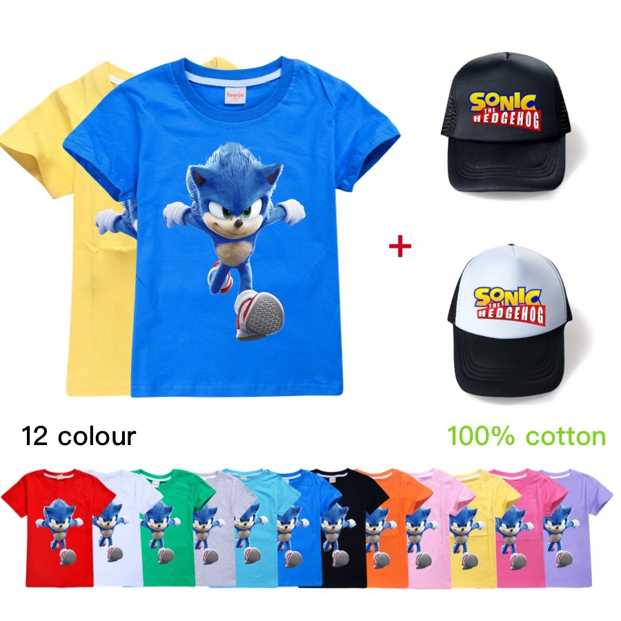 Kaos T Shirt Anak Laki Laki Perempuan Lengan Pendek Gambar Kartun Sonic The Hedgehog Shopee Indonesia