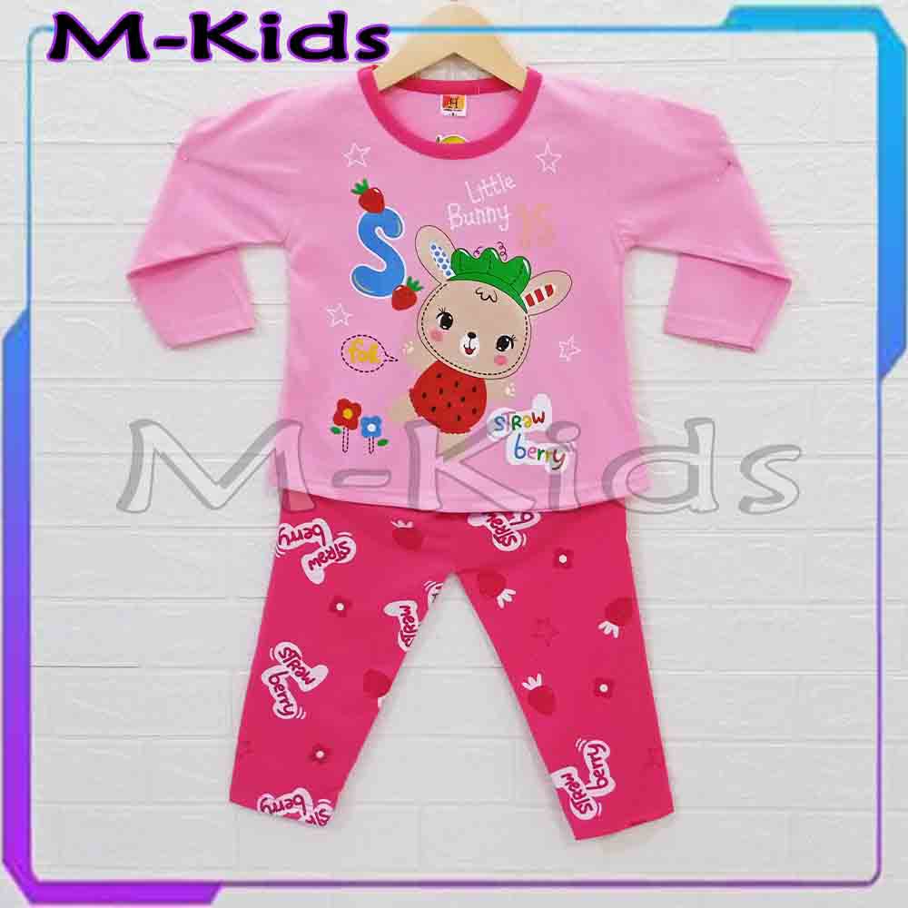 MKids88 - Baju Setelan Panjang KAOS Anak Perempuan Gambar Little Bunny / Kelinci