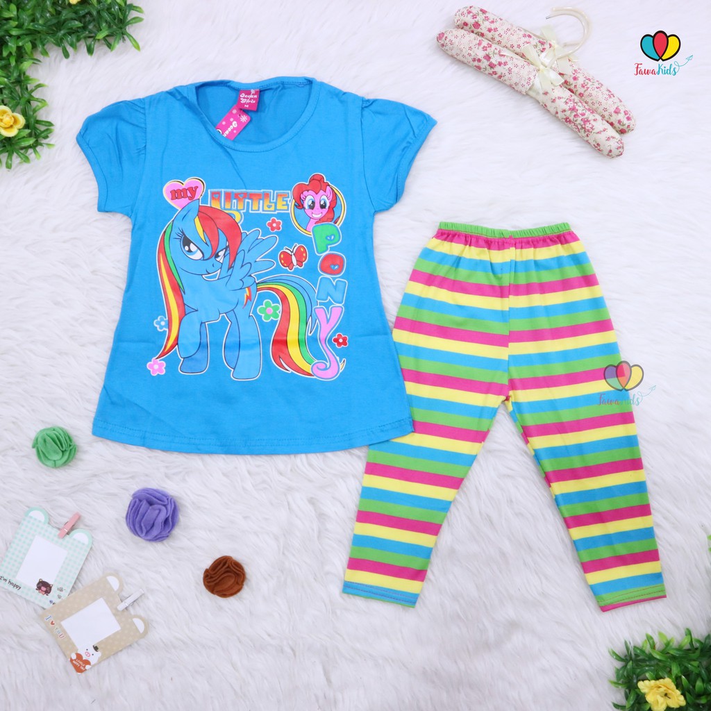 Setelan Catty little Pony Uk. 4-5 Tahun Baju Anak Perempuan Legging Kaos Karakter Celana Panjang