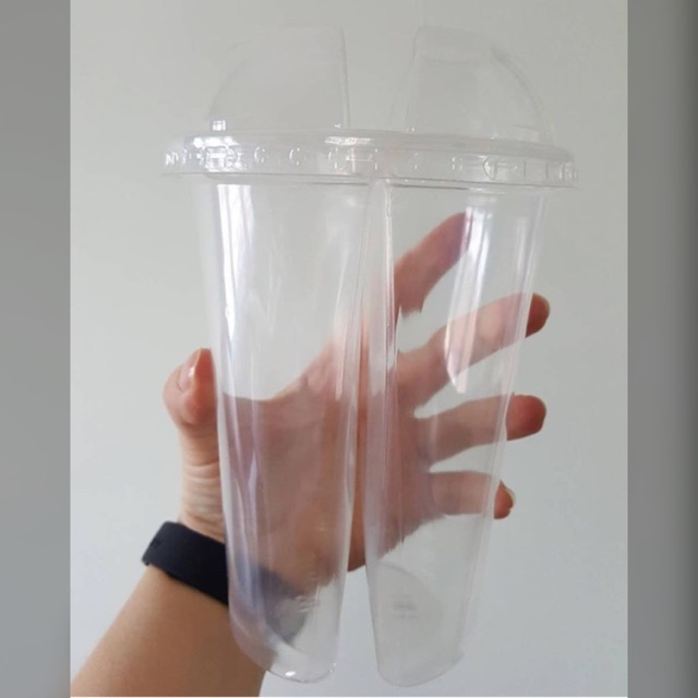 Gelas plastik 2 in 1 / twin cup / Gelas 2 Rasa