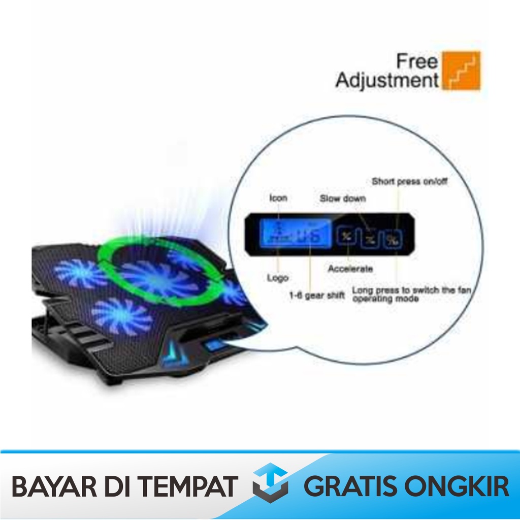 PENDINGIN LAPTOP COOLING PAD ICE COOREL DENGAN DESAIN 5 KIPAS KENCANG