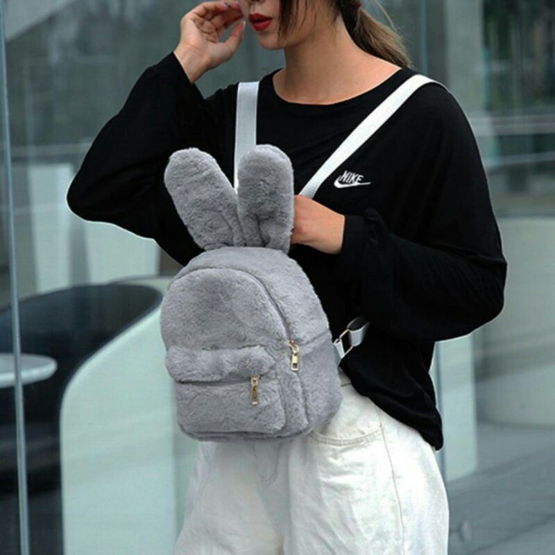 TAS RANSEL FASHION WANITA ANAK DAN DEWASA KELINCI LITTLE BUNNY BAHAN BULU HALUS TALI ADJUSTABLE