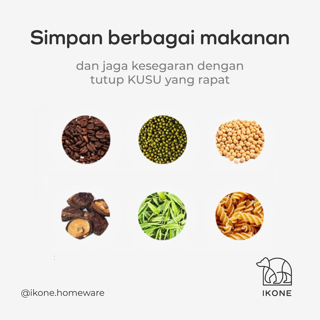 【IKONE】KUSU Kotak toples Penyimpanan Makanan Sebaguna Putih Kedap Udara Tempat Penyimpanan Cereal Toples Kotak Bening Kontainer Kulkas Lemari Dapur Makanan Food Storage Box