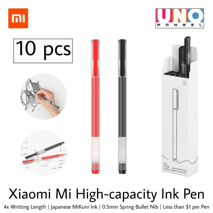 

NEW Xiaomi Mi High Capacity Ink Pen 10pcs Pulpen - Hitam
