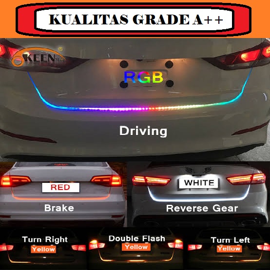 [Grade A+ 60 LED] LAMPU LED BAGASI MOBIL 120 CM LED TAIL TRUNK RGB WARNA PELANGI