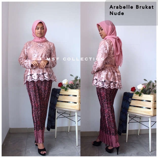 Blouse Arabelle Tulle Nude/rok plisket/kebaya