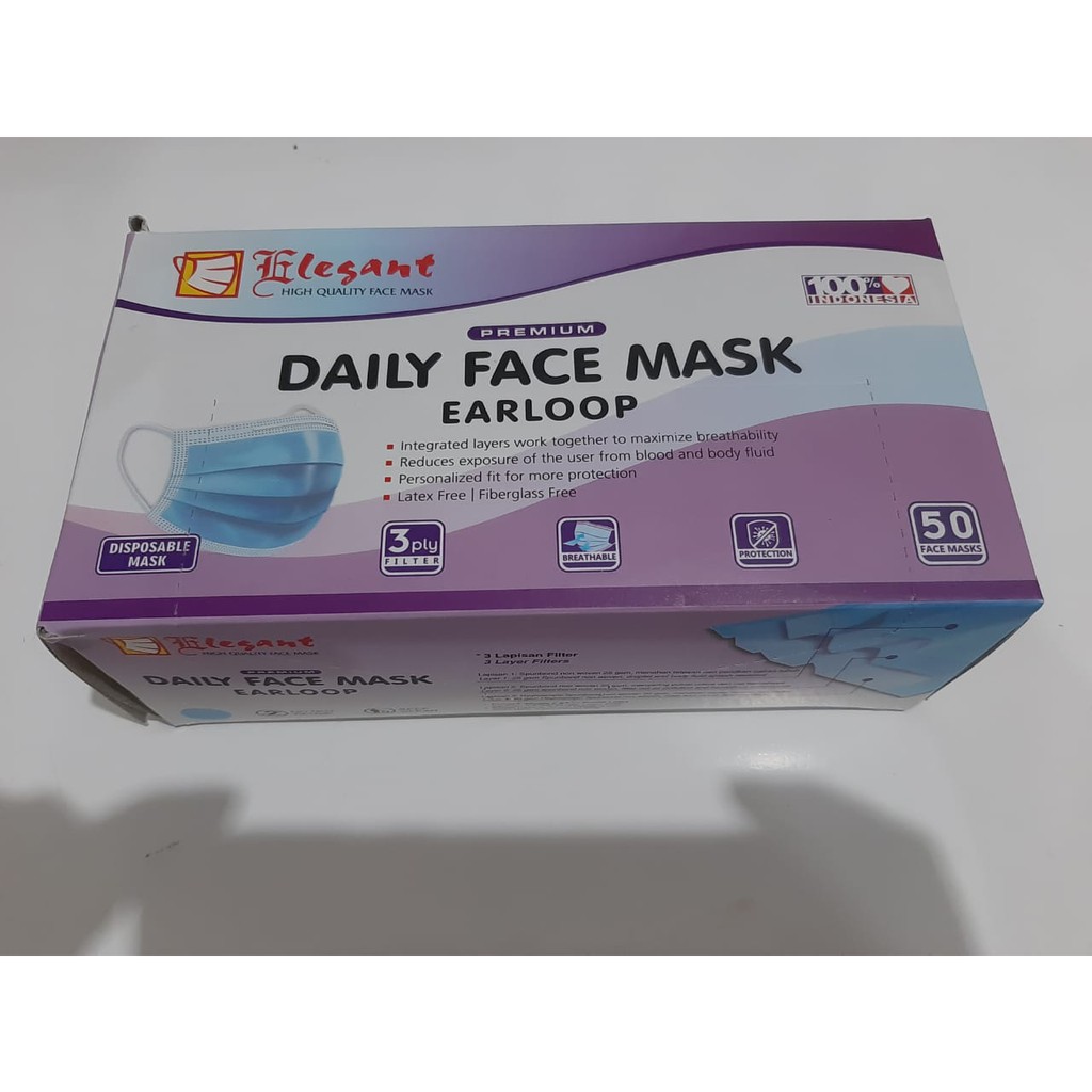 MASKER 3PLY EARLOOP 50pcs/BOX KEMENKES (1KARTON)