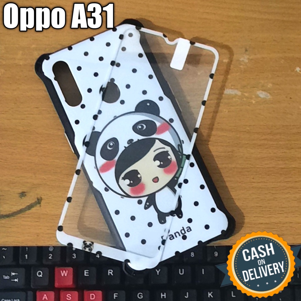 case hp oppo A31 softcase motif unik plus tempered glass