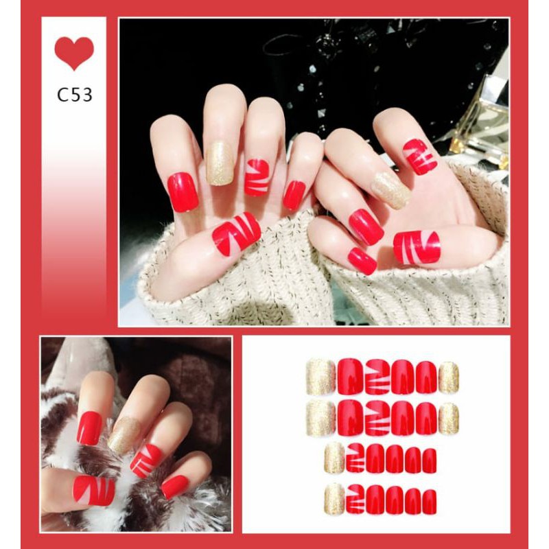 kuku palsu isi 24 fake nails free lem nail art wedding false nail