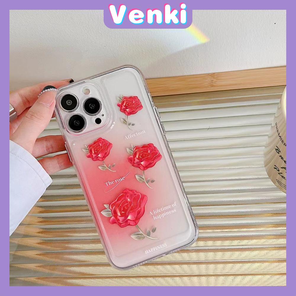 iPhone Case Luxury Silicone Soft Case Clear Case Shockproof Protection Camera Red Rose Flower Compatible For iPhone 11 iPhone 13 Pro Max iPhone 12 Pro Max iPhone 7Plus iPhone xr