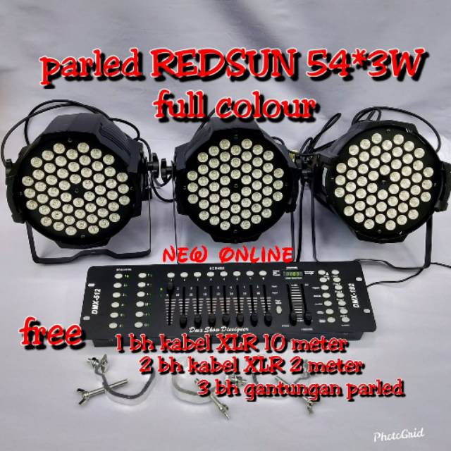 Paket 3bh parled redsun full colour 54*3w + mixer lighting DMX 512