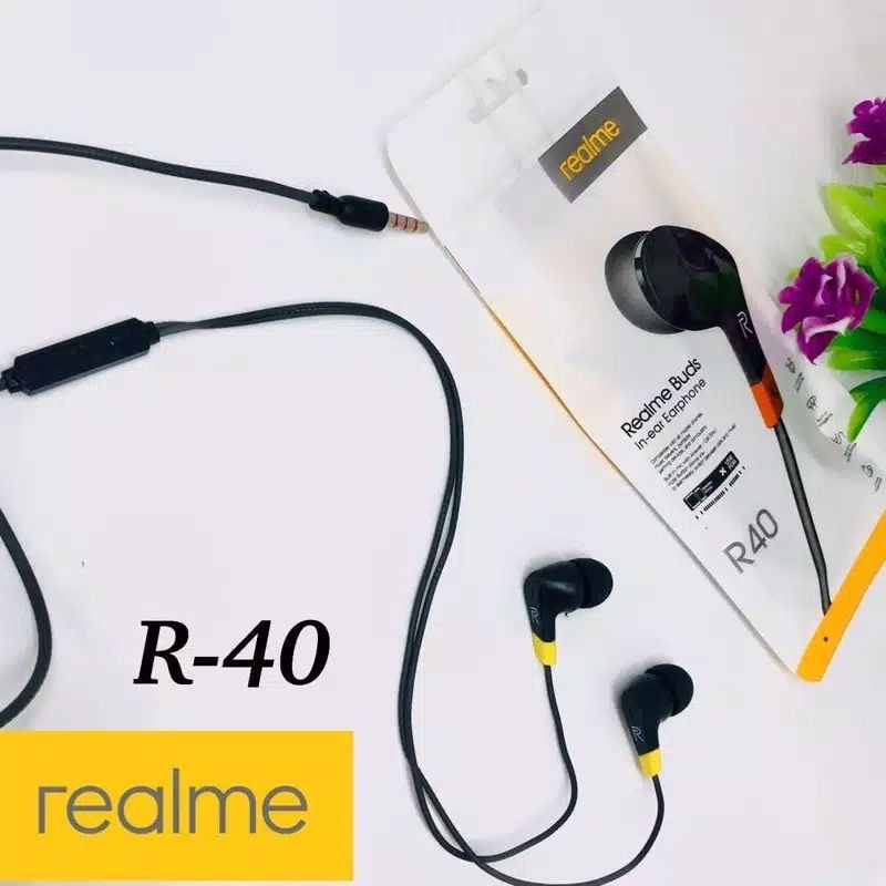 Promo Terbaru!!! Headset Earphone Realme R-40 Extra Bass Untuk Gaming / Musik / Tiik Tok / Youtube Dan Lainnya