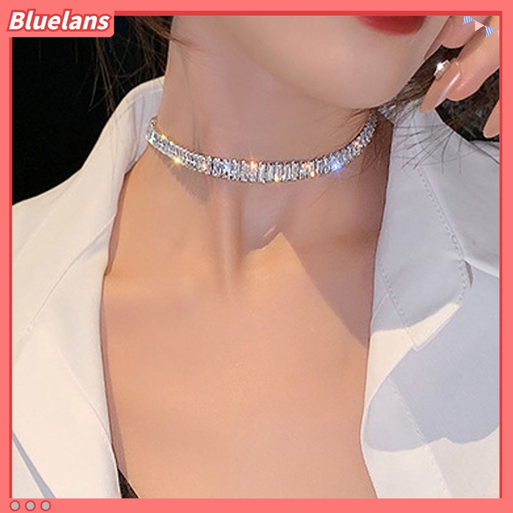 Bluelans Kalung Choker Adjustable Hias Cubic Zirconia Untuk Pernikahan