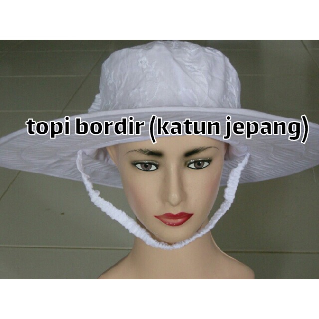 Topi Lebar Haji Umroh Bolak Balik Bordir / Perlengkapan Haji Umroh Wanita
