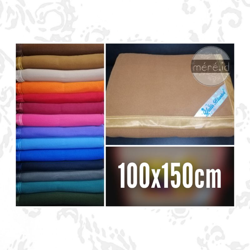 Selimut Bus Yatis Blanket Bulu Flanel Fleece Polos Kecil 100x150cm Cokelat, Krem, Orange, Merah, Mar