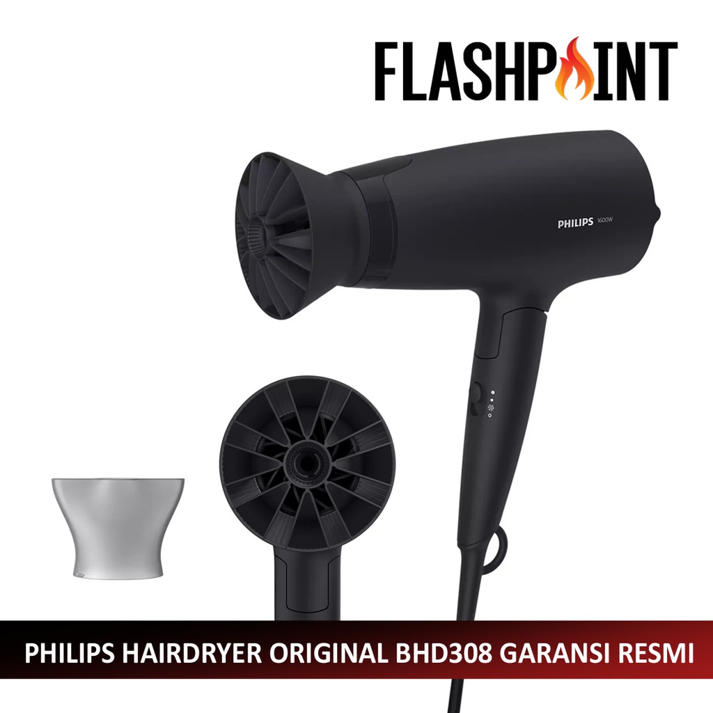 PHILIPS HAIRDRYER 3000 SERIES BHD308 FOLDABLE HAIR DRYER PENGERING RAMBUT HITAM BLACK BHD 308