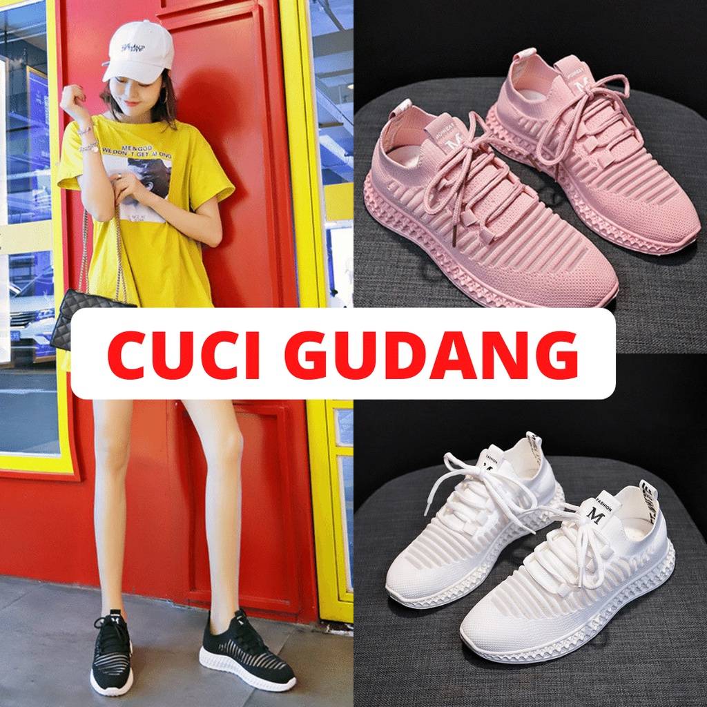 CUCI GUDANG!! Sepatu Wanita Putih polos Sepatu Sneaker putih Perempuan Import Sneakers Olahraga Cewek SP-043