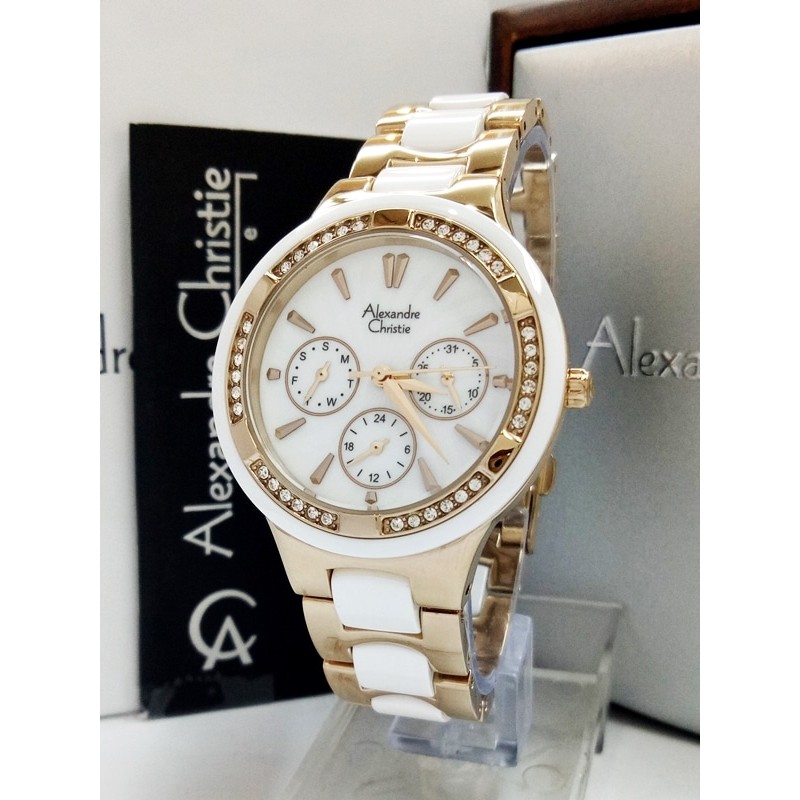 Jam Tangan Alexandre Christie AC 2299 Wanita Original Ceramic