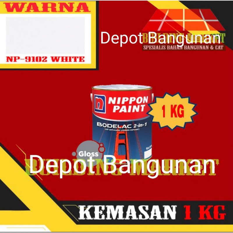 

Cat Besi Anti Karat Nippon Paint BODELAC 2 IN 1 9102 WHITE 1 KG