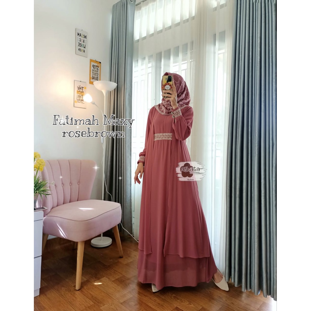 Fatimah dress gamis ceruty renda ORI athata by dzee/ ummahzareen open reseller