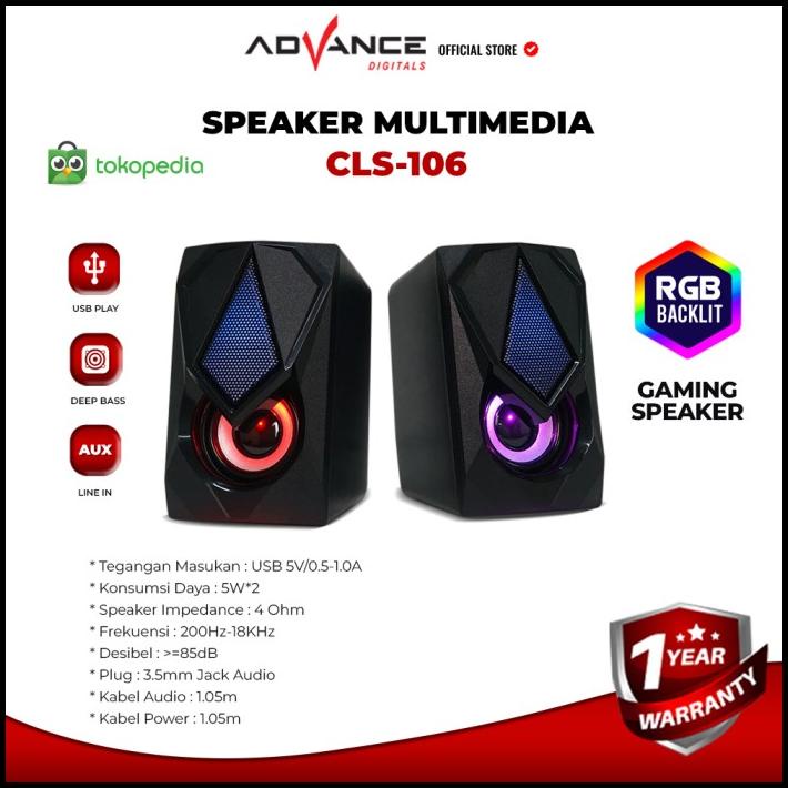 Advance Speaker Gaming Rgb Led Cls-106 Rgb Gaming Speaker Dual Speaker