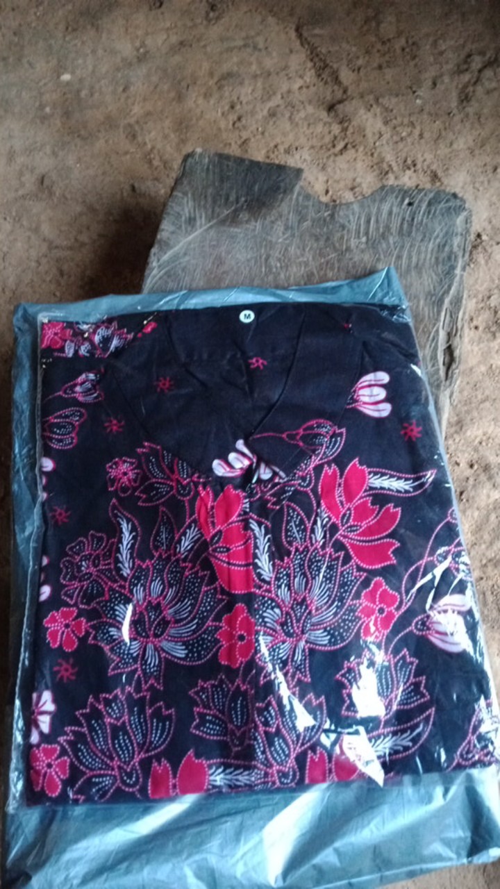 Batik Couple Keluarga Sania Ruffle Ori Ndoro Jowi Dnt Motif Sakura Merah