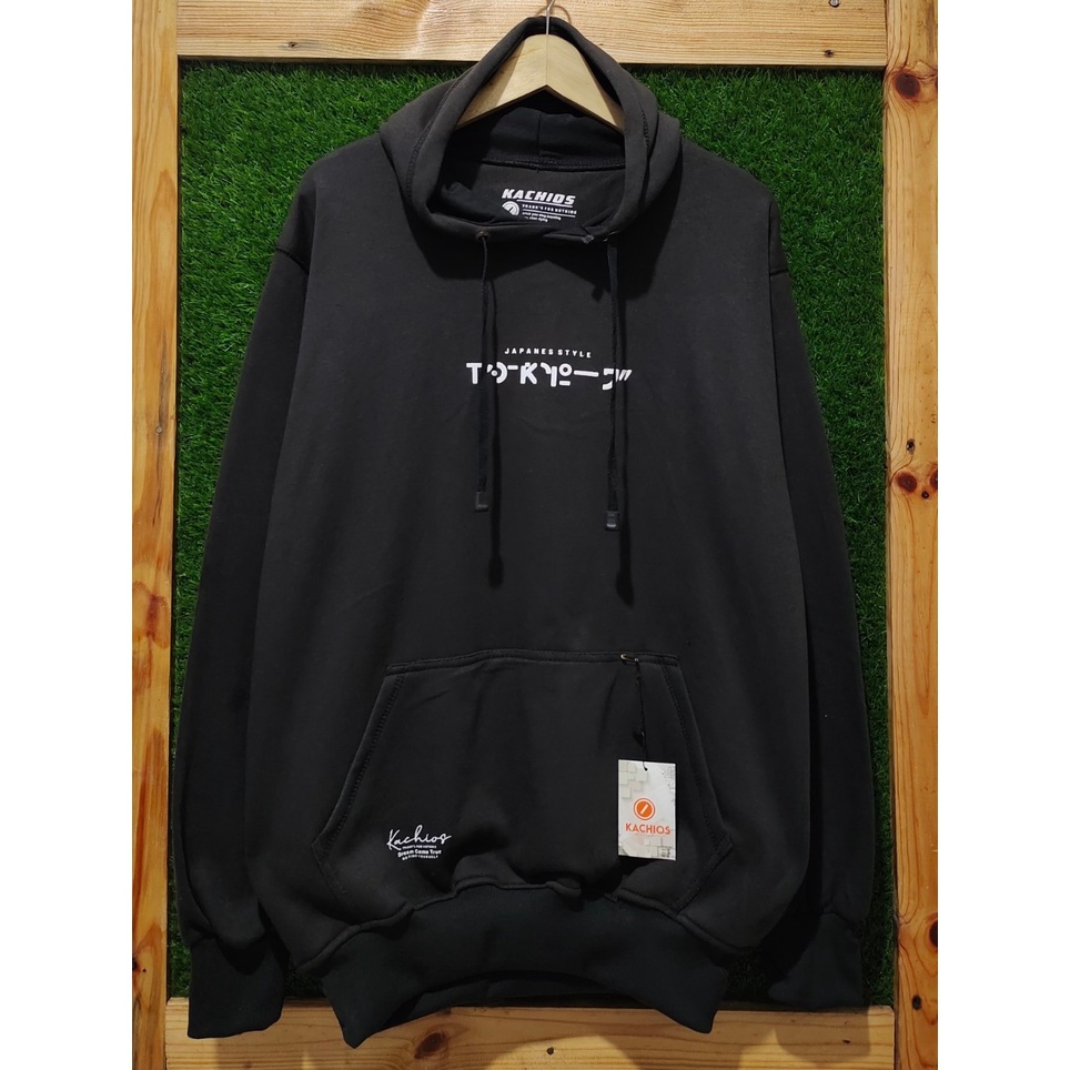 Sweater Hoodie Pria Distro Original Kachios Tokyo Japan Warna Hitam Switer Cowok Murah Jumper Hoodie