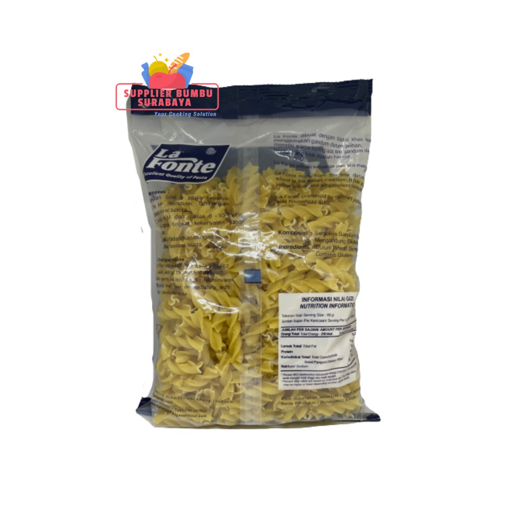 La Fonte Pasta Chiferi Rigati 206 Spaghetti 11 Penne Rigatti 91 Fusilli 202 500g