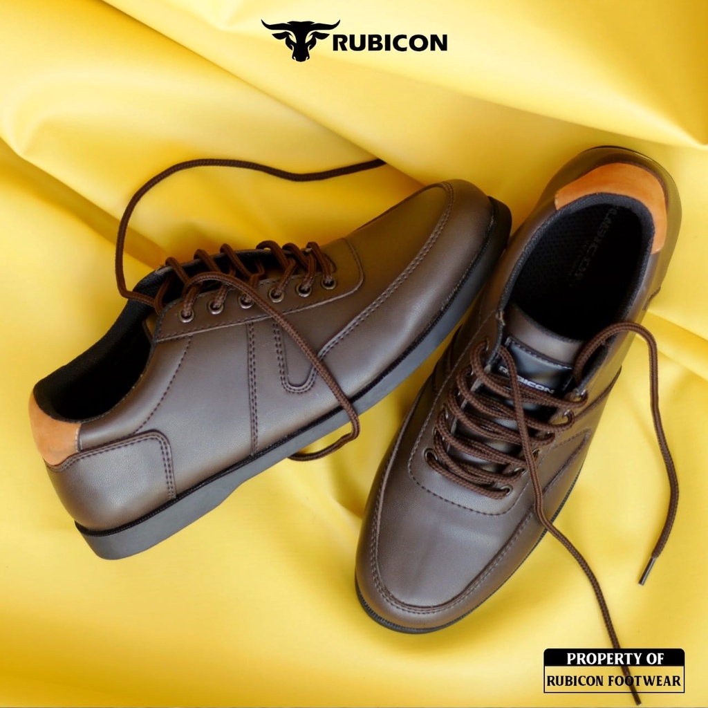 RUBICON BASE COKLAT SEPATU CASUAL CLASIK ACARA KANTORAN KULIT SINTETIS PREMIUM QUALITY