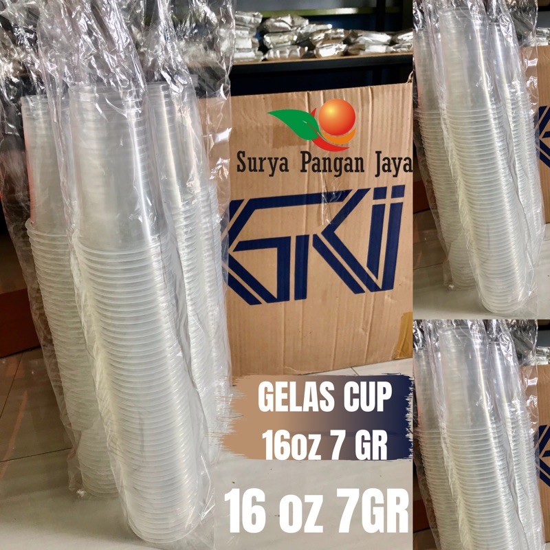 GELAS CUP PLASTIK DATAR 16 OZ 7gr GKI / Gki / Gelas datar / Gelas minuman kekinian / 1roll