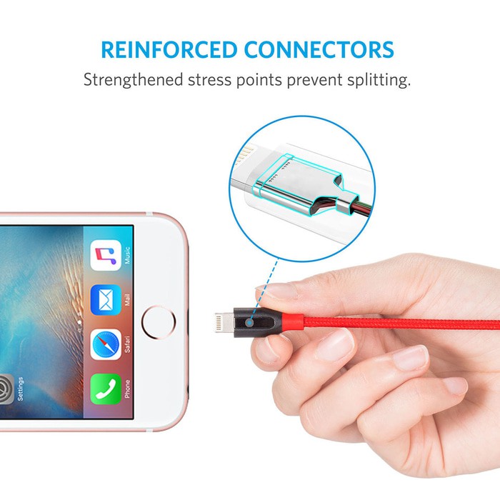 Anker PowerLine+ Lightning (1ft) Kabel iPhone Pendek Ori Fast Charging
