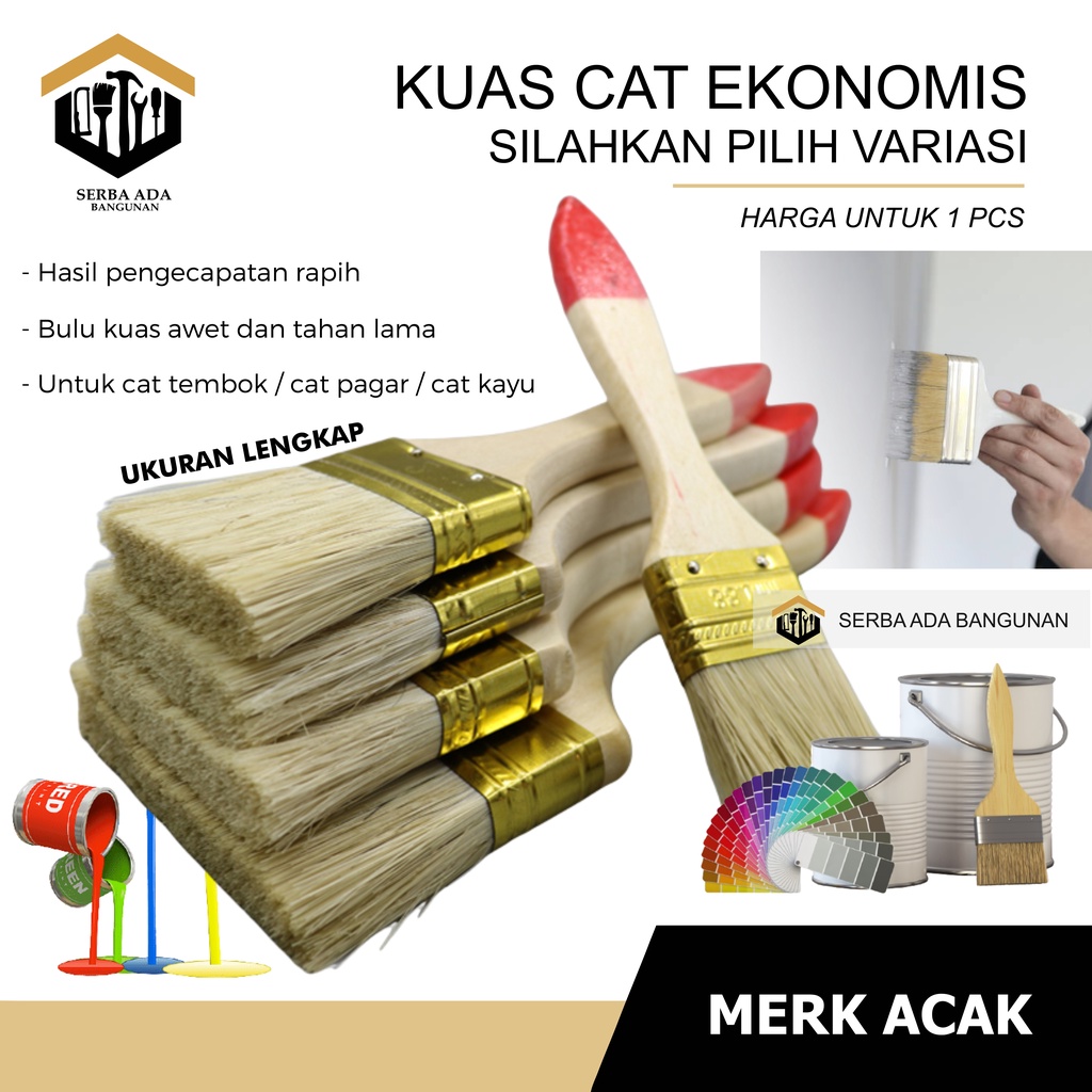 Kuas Koas Cat Tembok Dinding Serbaguna Ukuran 1/2 l 3/4 l 1 l 1.5 l 2 l 2.5 l 3 l 4 Inch | 5inch ori