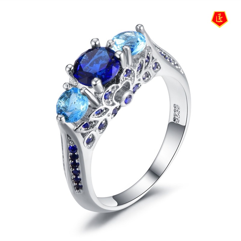 [Ready Stock]Creative Blue Crystal Diamond Ring