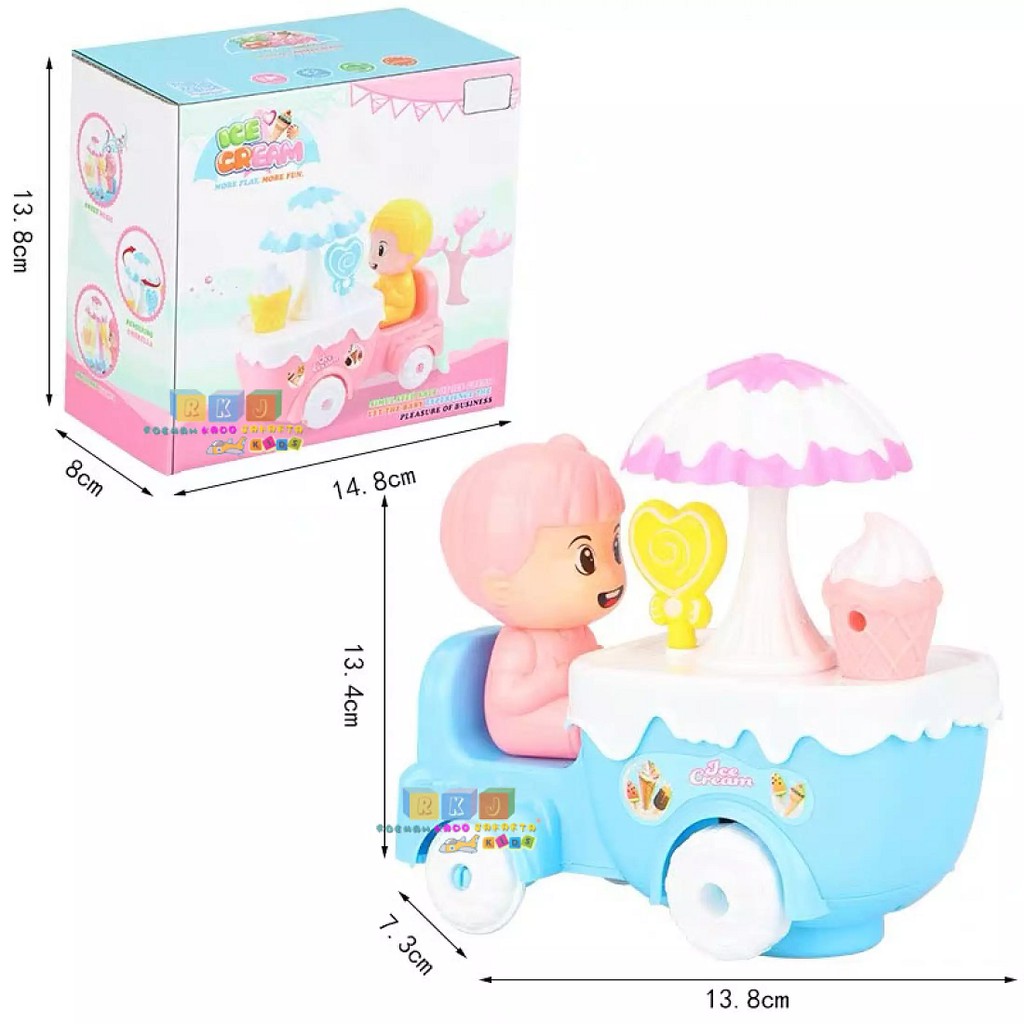 Mainan Anak Dorongan Es Krim Berputar Lampu dan Musik