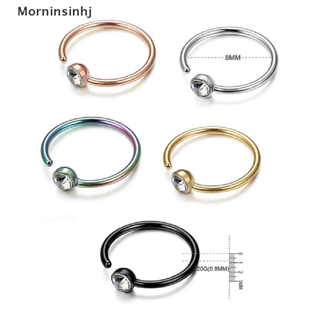 Mornin 1pc Fashion Steel Nostril Nose Hoop Untuk Wanita Stud Ring Clip on Tindik Palsu id