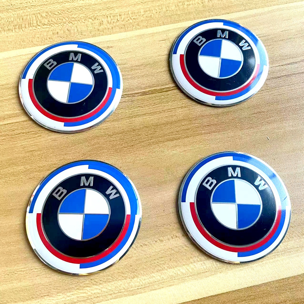 4pcs Stiker Emblem Cover Hub Tengah Velg Mobil BMW 50th Anniversary 56mm 65mm E90 E60 F10 F30 F20 G30 E53 E85 E70 F84 F25 F48