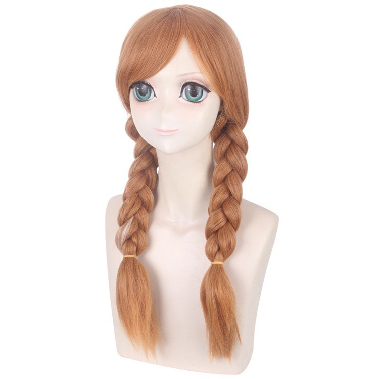 LOL-89 wig daily rambut palsu cosplay panjang brown frozen anna