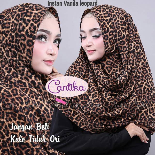 Hijab /Jilbab / Pashmina Instan Leopard Square mat. Wolfis by Cantika