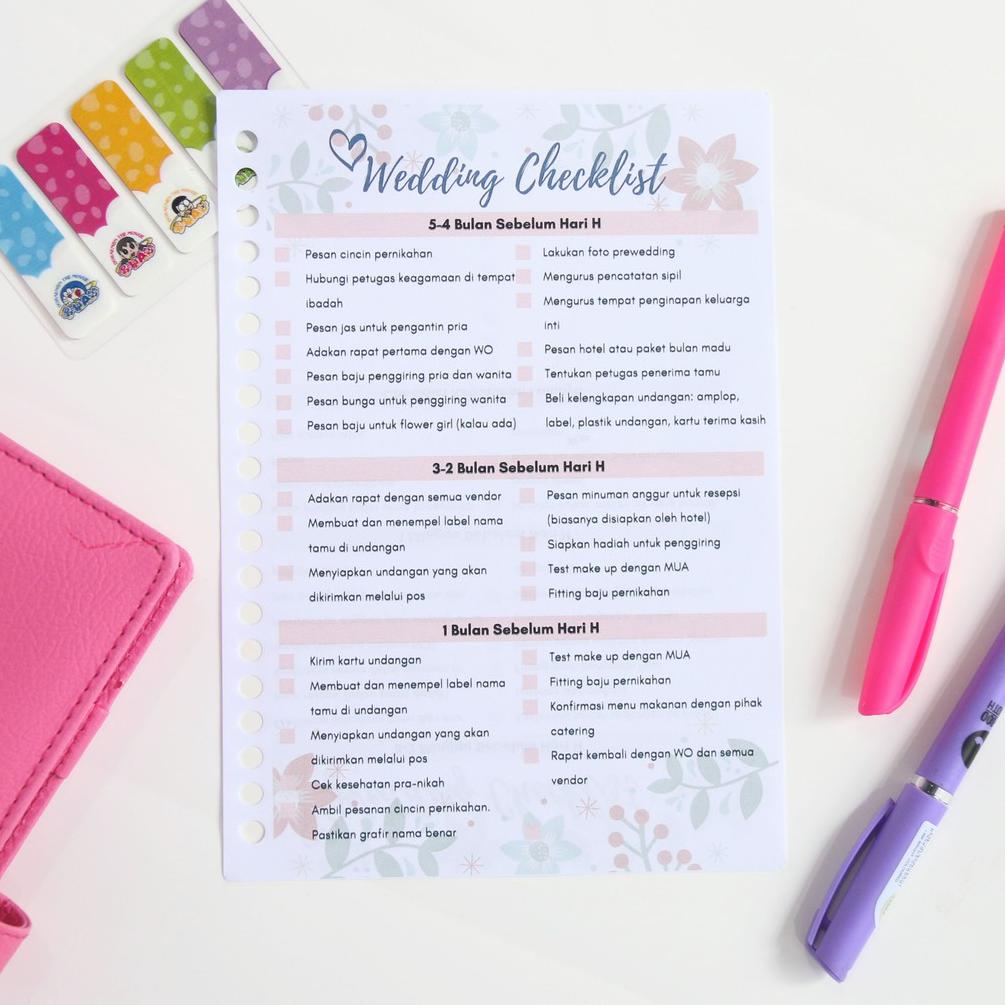 

[PRODUK FLEEY] Wedding Planner / Kertas Binder Loose Leaf A5 & B5 / Sehati Planner SZV