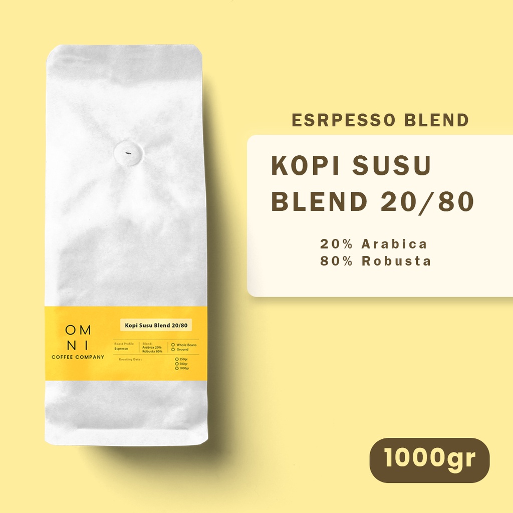 

Espresso Kopi Susu Blend 20/80 1kg (Biji / Bubuk)