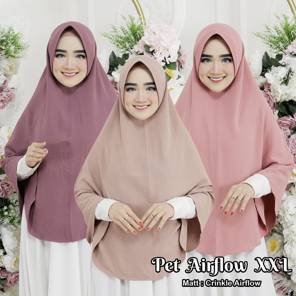 KERUDUNG INSTAN PET AIRFLOW SIZE XXL HIJAB INSTAN PET CRINKLE AIRFLOW PASAR HIJA'B