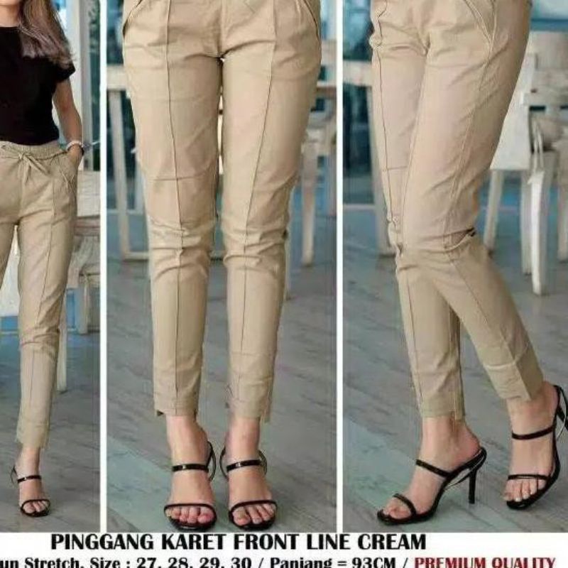 Baggy pants wanita katun twil combed diamond / celana panjang wanita model jinjit dan lipat / celana kerja wanita