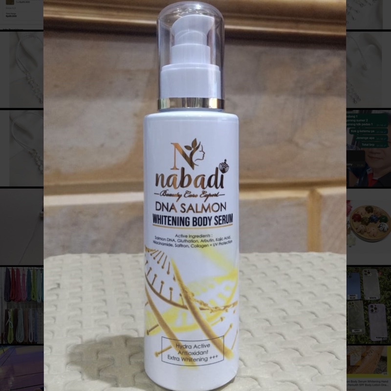 nabadi DNA salmon body serum whitening SPF pemutih BPOM free tali masker