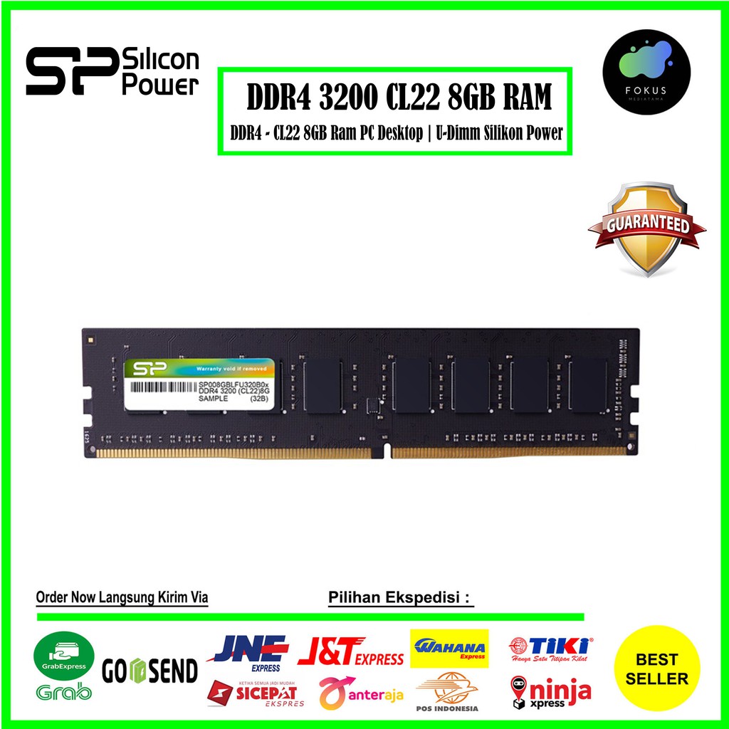 Silicon Power DDR4 3200MHz CL22 8GB UDIMM RAM PC Desktop - RAM 8GB