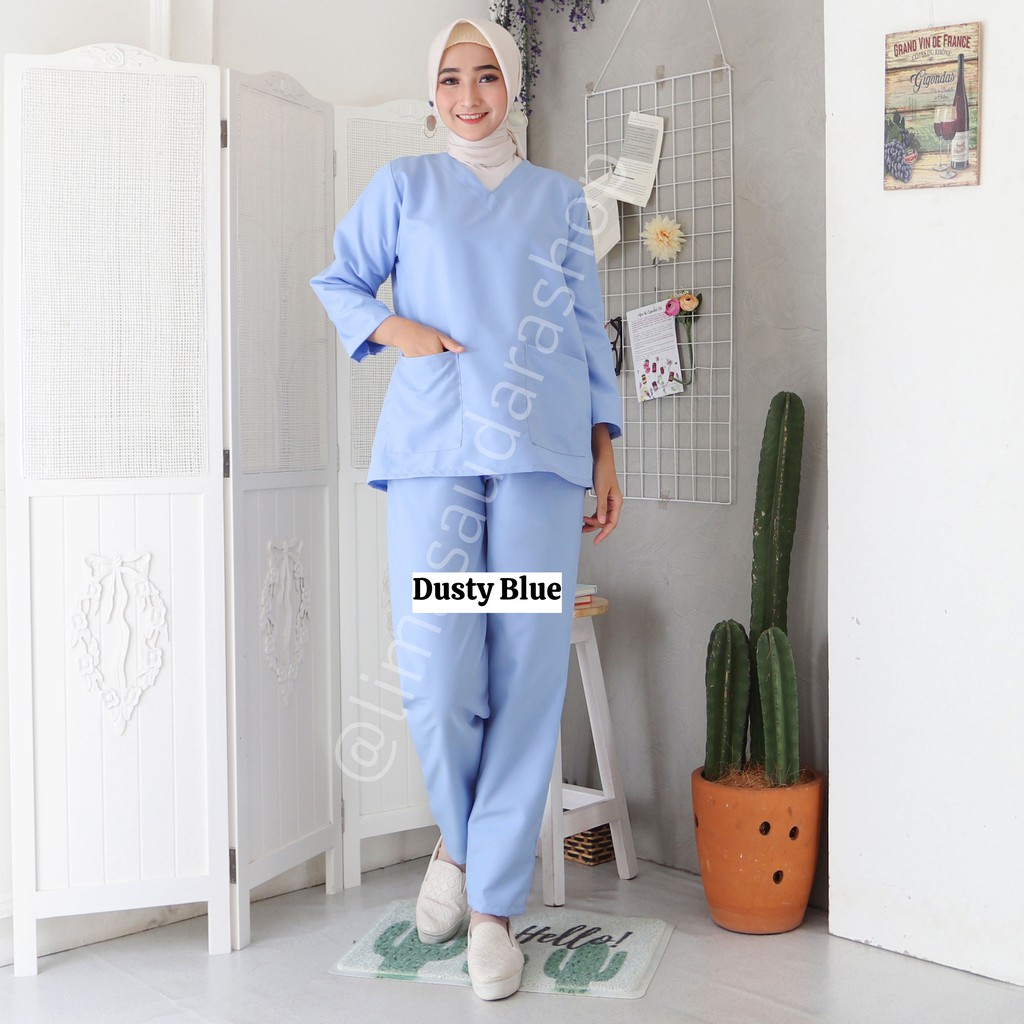 READY! BAJU JAGA LENGAN PANJANG UNISEX (BAJU OKA/ OK/ BAJU SCRUB MEDIS) 1 SET BAJU DAN CELANA