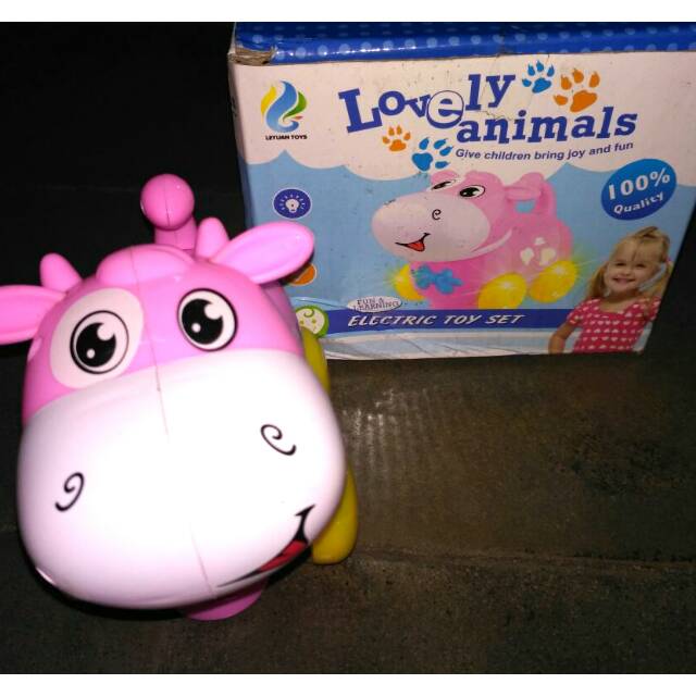 Mainan anak lovely animal cow/mainan anak sapi batre/mainan sapi musik/mainan sapi lampu