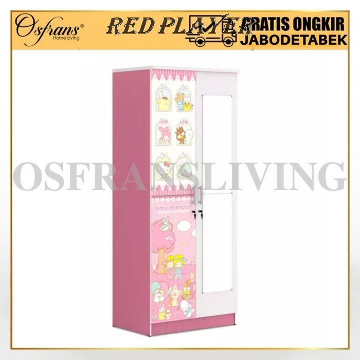 READY *RP* LEMARI PAKAIAN 2 PINTU KACA LPK KARAKTER SANRIO HARGA