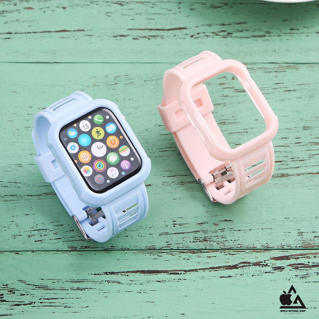 Tali Strap Apple Watch 38mm  40mm 42mm  44mm Full Set Color Full Sport Band iWatch Cover Full Set Silikon Silicone Rubber