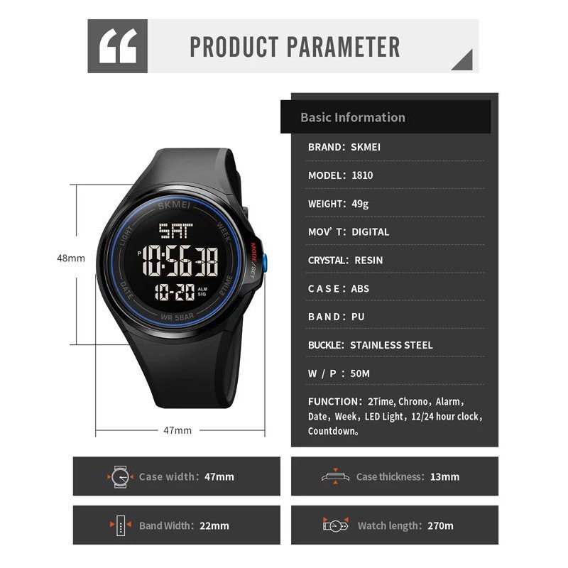 SKMEI 1810 Jam Tangan Pria Digital Anti Air WK-SBY