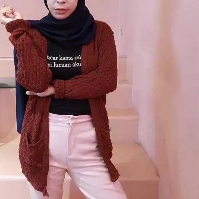 CARDIGAN RAJUT POPCORN - ATASAN RAJUT WANITA